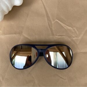 I-ski matte snowbird Blue Aviator Sunglasses mirrored